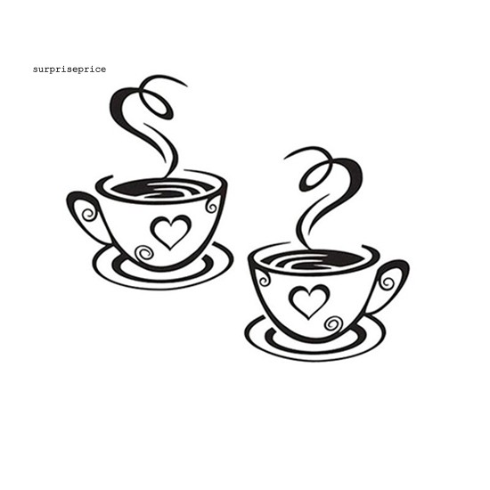 Nhãn Dán Trang Trí Tường Hình Tách Cà Phê Bằng PVC