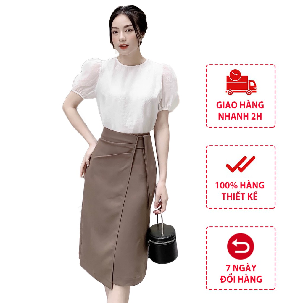 Chân váy chữ a dài qua gối công sở chất tuyết mưa dầy dặn lên form chuẩn,chất vải thoáng thấm hút mồ hôi Calie House CV8