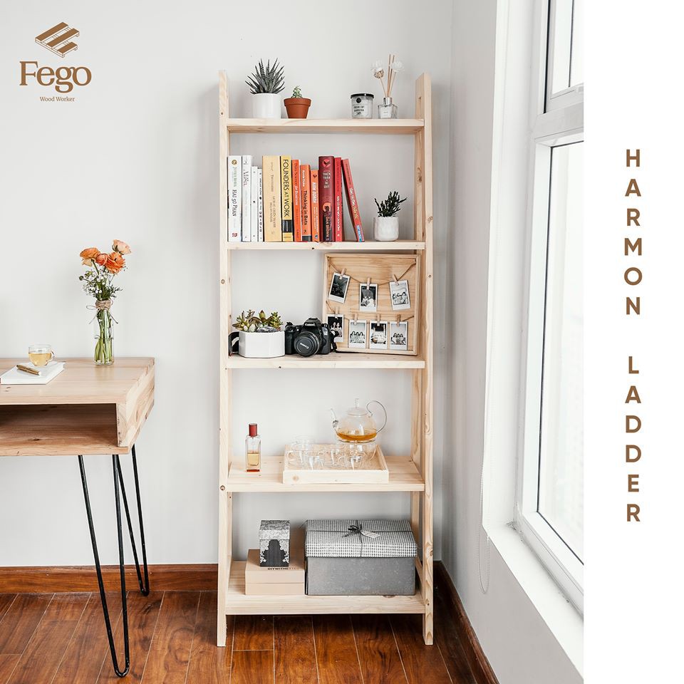 [Freeship HN] Giá sách gỗ thông Decor Fego|Kệ đứng Harmon|Trang trí nhà cửa