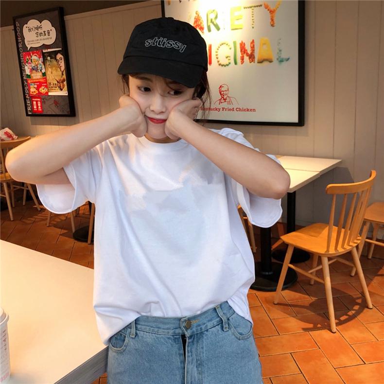 Hàng mới v T-shirt, summer solid new all T-shirt White top, female student color loose, in Korean one short version, sleeve,