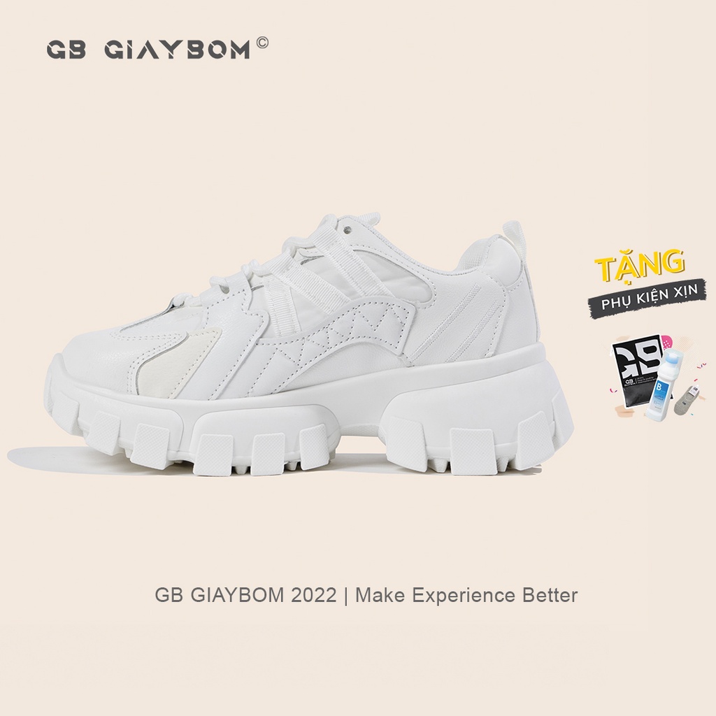 Giày Thể Thao Nữ Độn Đế Giày BOM Sneaker Tăng Chiều Cao Phù Hợp Đi Học, Đi Làm, Đi Chơi Màu Trắng giayBOM B1672