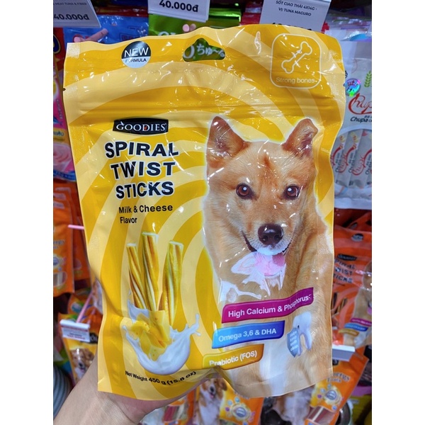 [ 450g ] Xương gặm sạch răng cao cấp Goodies Spriral Stix