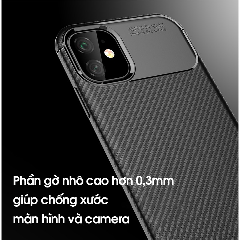 Ốp lưng iPhone 11 / iPhone 11 Pro / iPhone 11 Pro Max - Chính hãng IPAKY - Mặt lưng CARBON chống bám vân tay