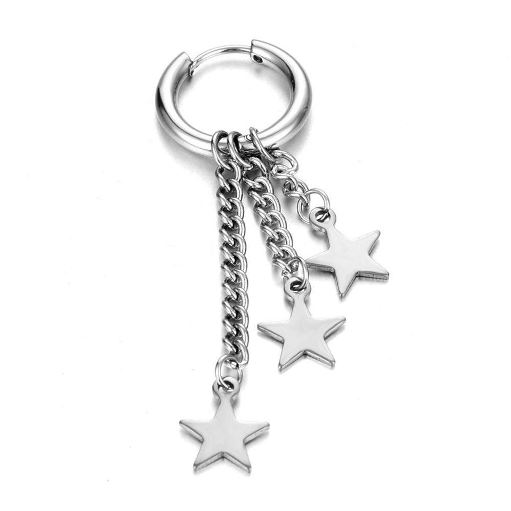 Bông Tai Tròn Bằng Thép Titanium Hình Ngôi Sao Tua Rua Phong Cách Hip Hop Punk Hàn Quốc VANES1 Dành Cho
