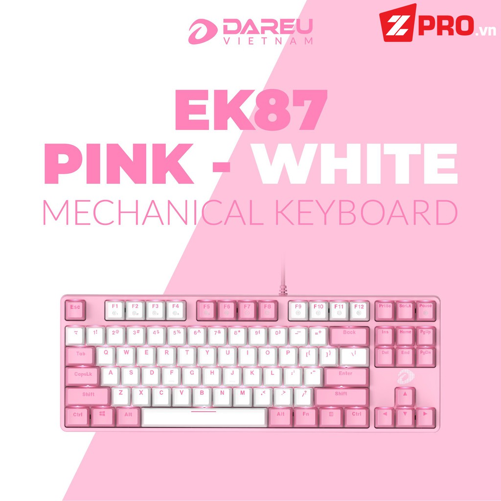 Bàn phím cơ Dareu EK87 Pink White