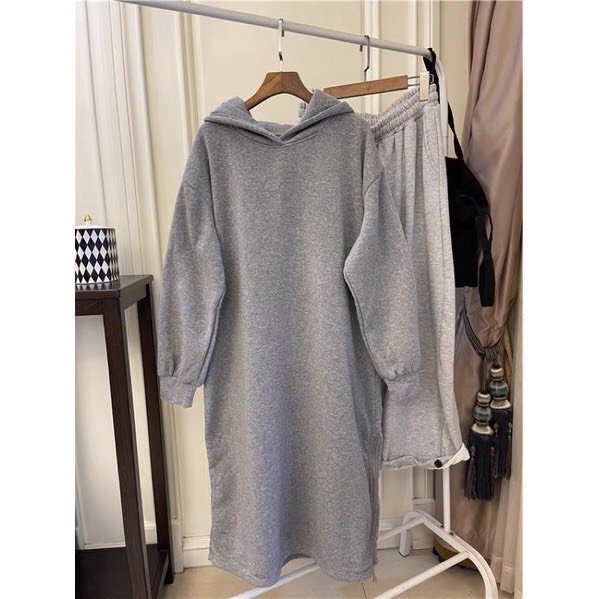 Váy Nỉ Suông Dáng Dài - Váy Hoodie Nỉ Dày Dặn Có Mũ Siêu Đẹp