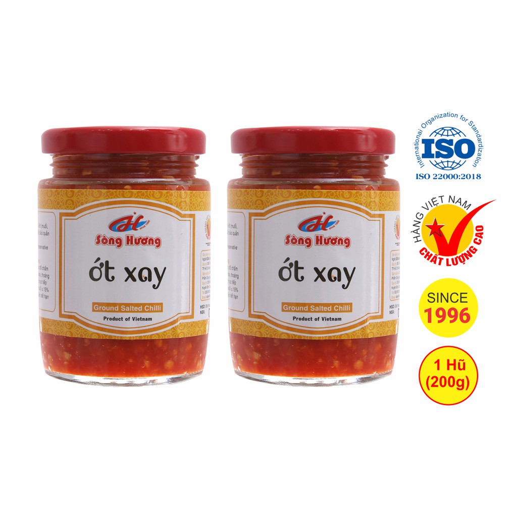 2 Hũ Ớt Tươi Xay Sông Hương Foods Hũ 200g - Ăn kèm , bún , phở , mì tôm , thịt nướng , tốt tiêu hóa, cay tự nhiên