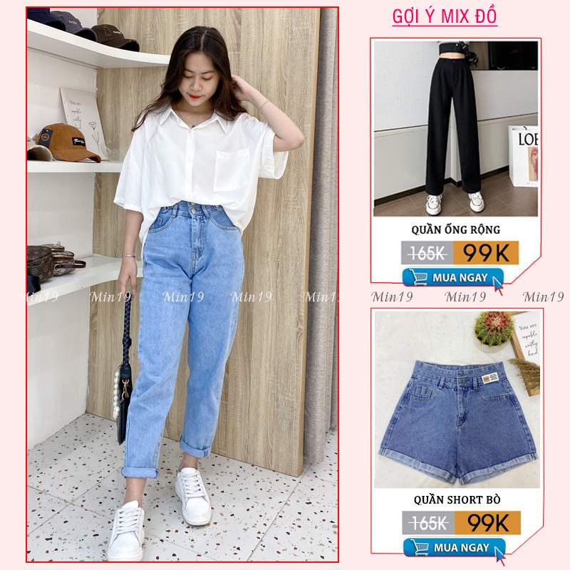 Áo Sơ Mi Nữ Form Rộng MIN19 Sơ Mi Kiểu Công Sở Hàn Quốc Oversize Tay Ngắn Vạt Lệch Màu Trắng Đen Thời Trang | BigBuy360 - bigbuy360.vn