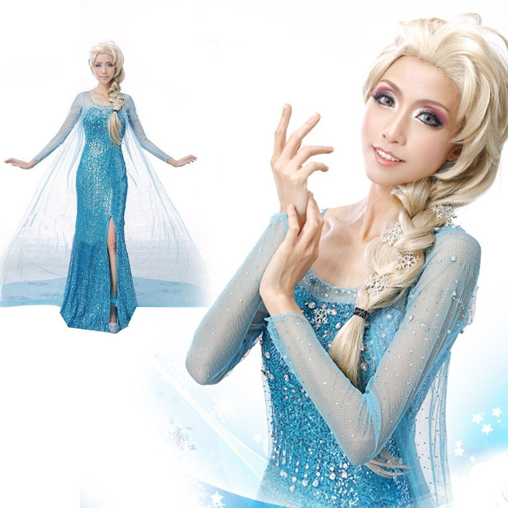 ☛☏❤Elegant Frozen Elsa Ice Queen Women Dress Skirt Cosplay Costume Fancy Dresses | BigBuy360 - bigbuy360.vn