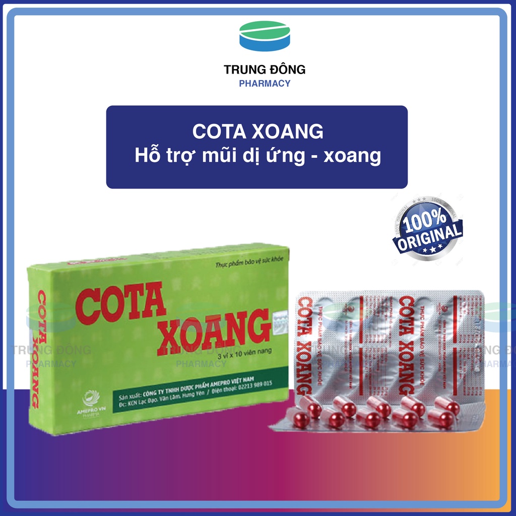 Viên nang COTAXOAN, COTA XOANG hỗ trợ mũi dị ứng, xoang, nghẹt mũi, khó thở nam nữ hộp 50v - Trung Đông Pharmacy