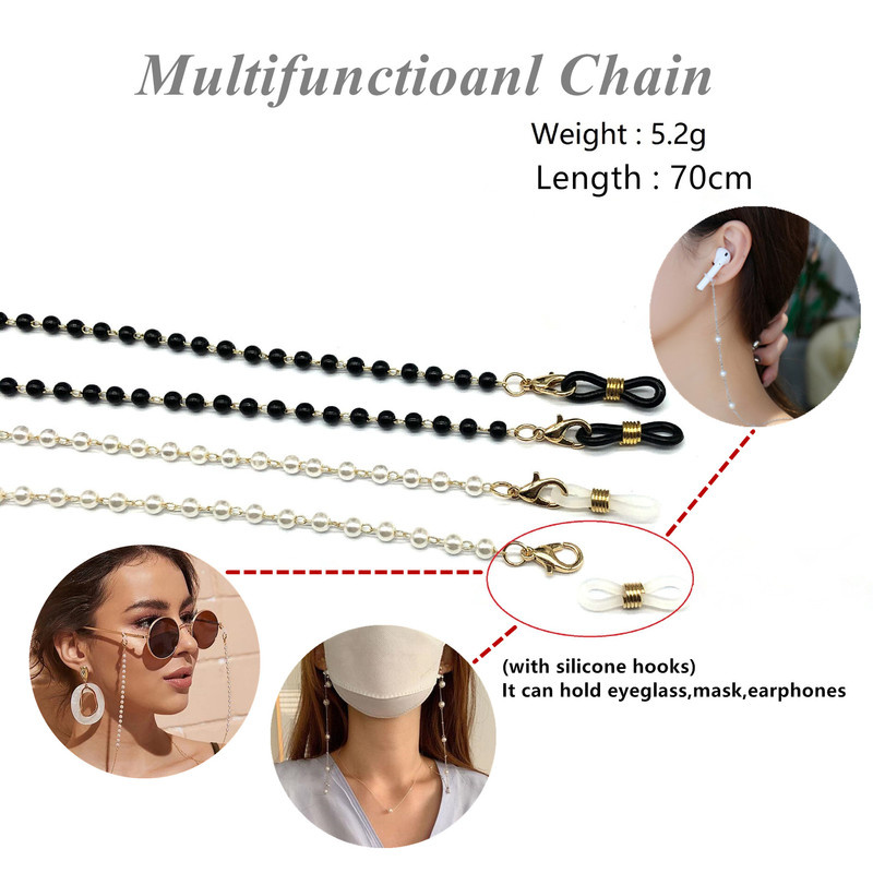 Dây đeo giữ mắt kính gắn ngọc trai nhân tạo chống thất lạc dành cho nữ