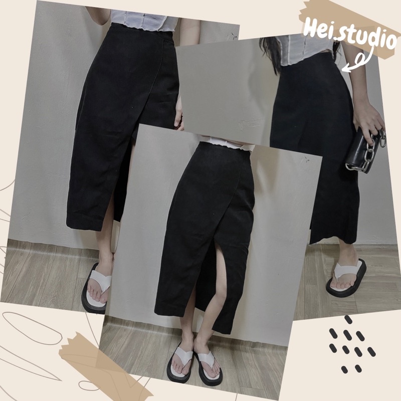 Chân váy dáng dài xẻ tả hot hit (Ảnh thật)