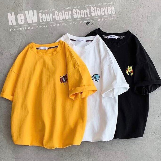 Áo thun tay lỡ form rộng - phông nam nữ cotton oversize - T shirt thêu con vật - 2N Unisex