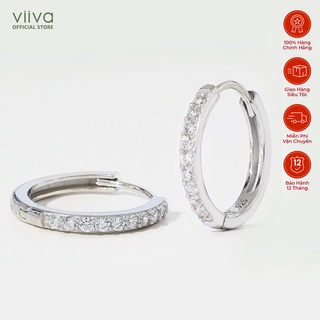 Đôi khuyên tai cz hoop earrings bạc 925 mạ platinum 12.5mm e5319006
