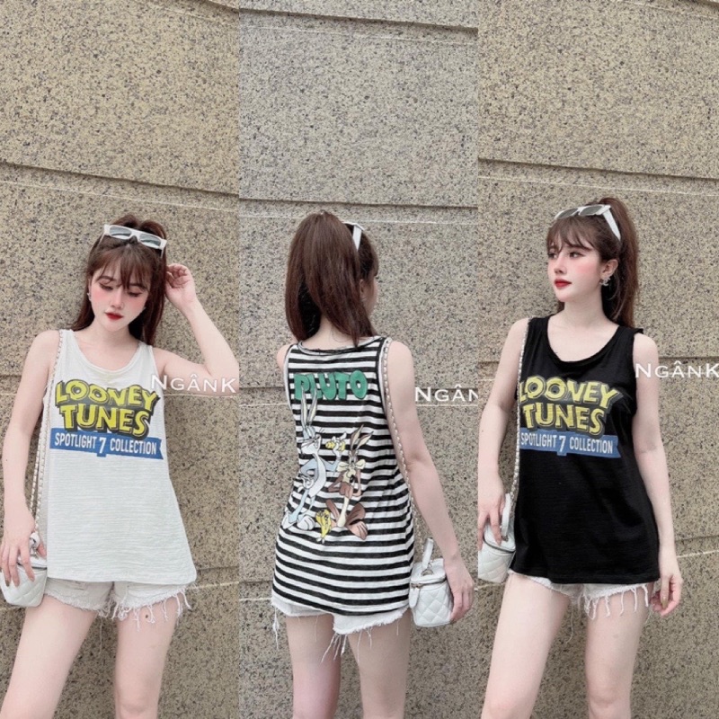 combo 3 áo thun 3 lỗ in hình và chữ 2 mặt cho nữ