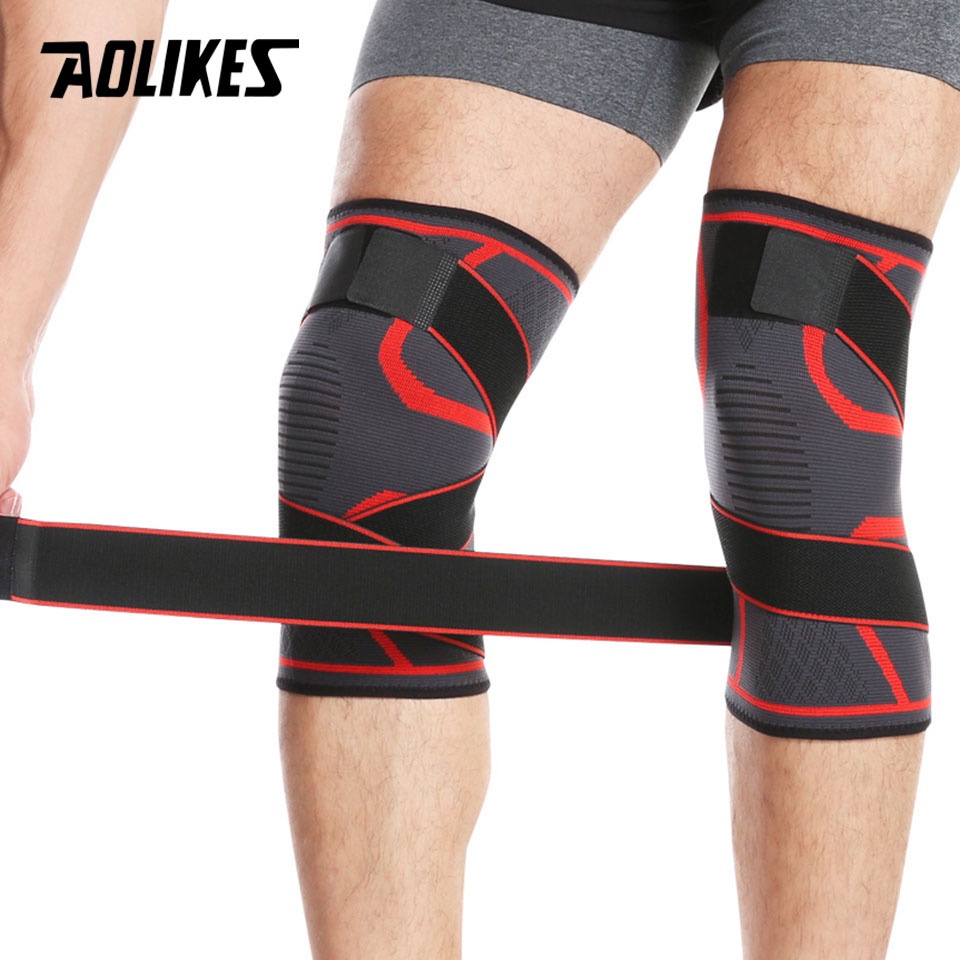 Aolikes 1 Cặp Đai Quấn Đầu Gối Co Giãn Hỗ Trợ Tập Thể Thao