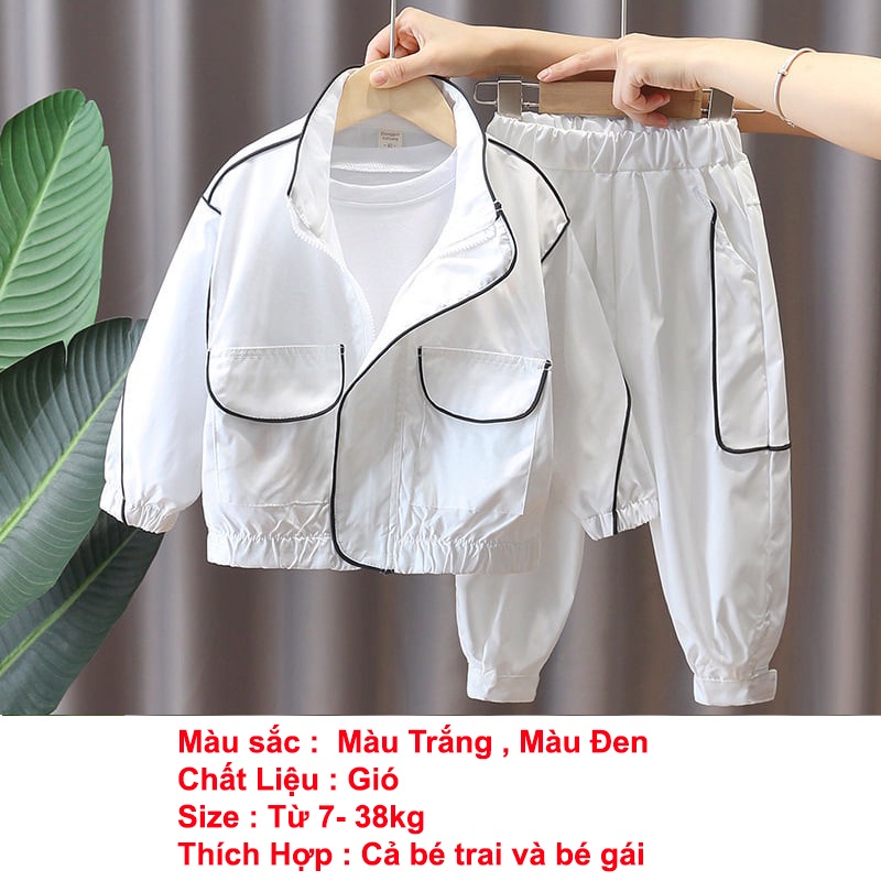 Đồ Bộ Gió Cho Bé Trai Và Bé Gái, Thiết Kế Đơn Giản, Thoải Mái Size Từ 6-36Kg H4