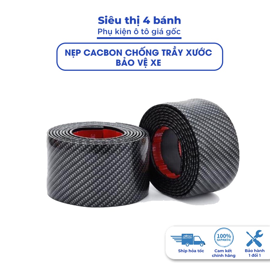 Nẹp chống xước bước chân cửa xe ô tô, Nẹp cacbon bảo vệ xe bản 3cm, 5cm, 7cm - Đã kèm keo 3M