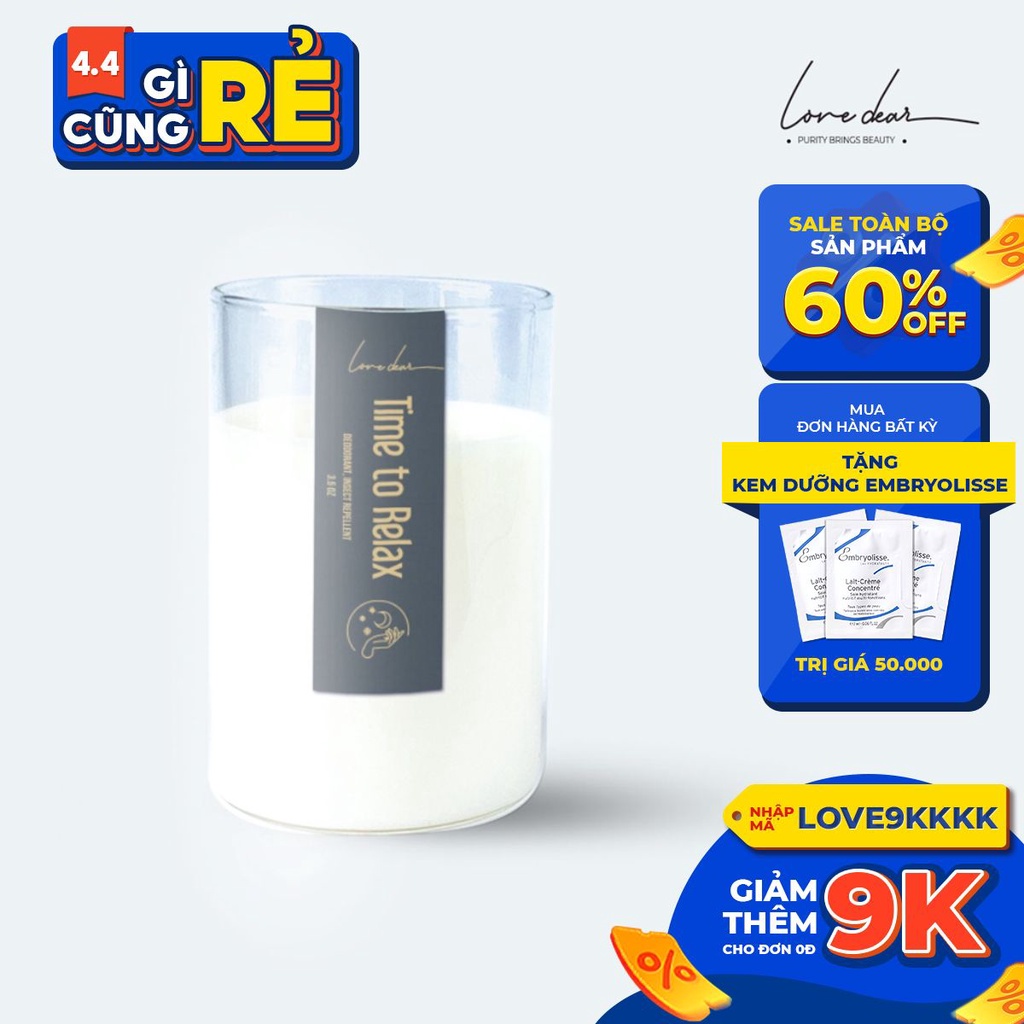 Nến Thơm Tinh Dầu Cao Cấp LoveDear- TimeToRelax 100g Không Khói Decor Sang Trọng