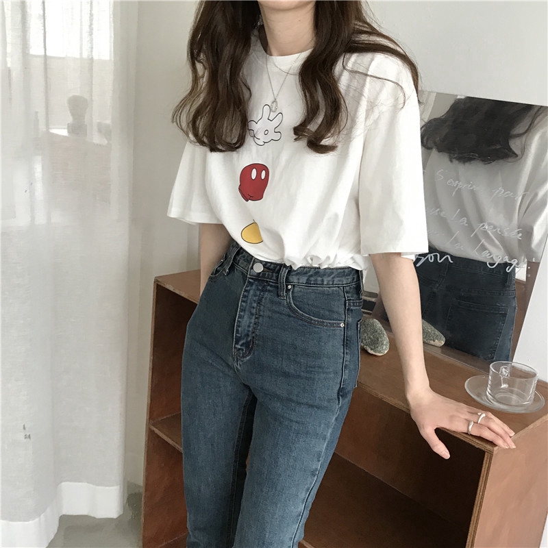 Áo thun SUXI tay ngắn dáng rộng họa tiết vui nhộn thời trang cho nữ