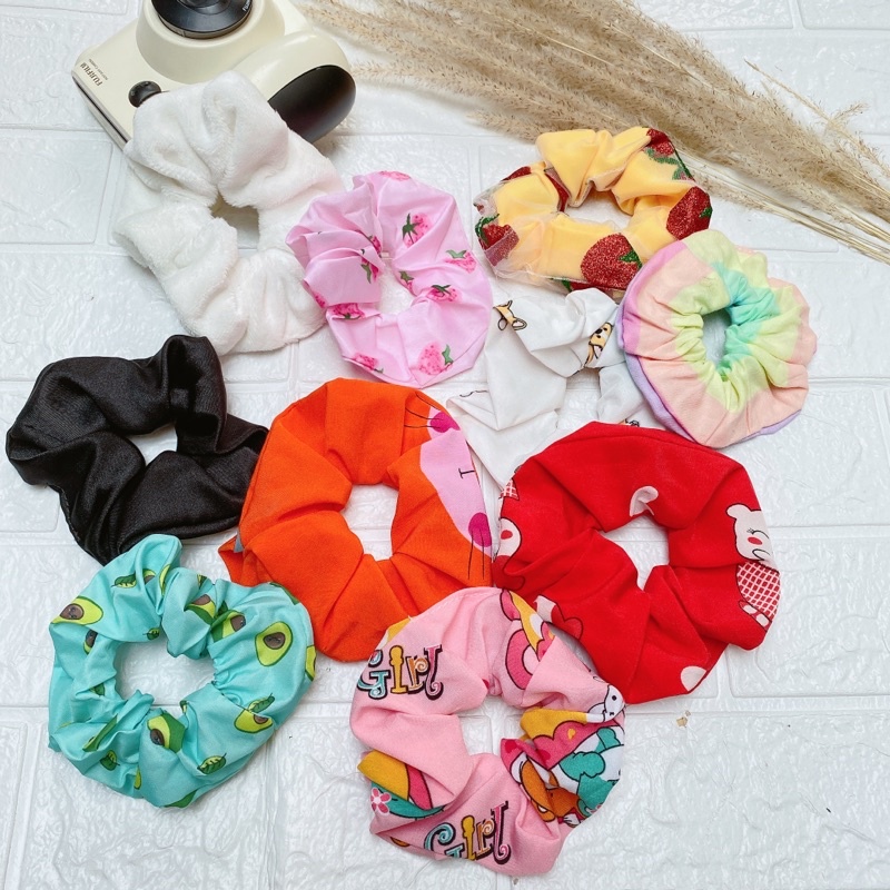 Dây buộc tóc, cột tóc scrunchies dễ thương nhiều hình cute giao màu ngẫu nhiên