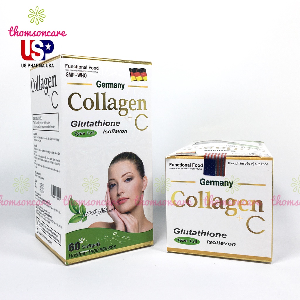 Bổ sung nội tiết tố từ collagen thủy phân - collagen +c hộp 60v có thêm vitamin c, e, glutathion và mầm đậu nành 3
