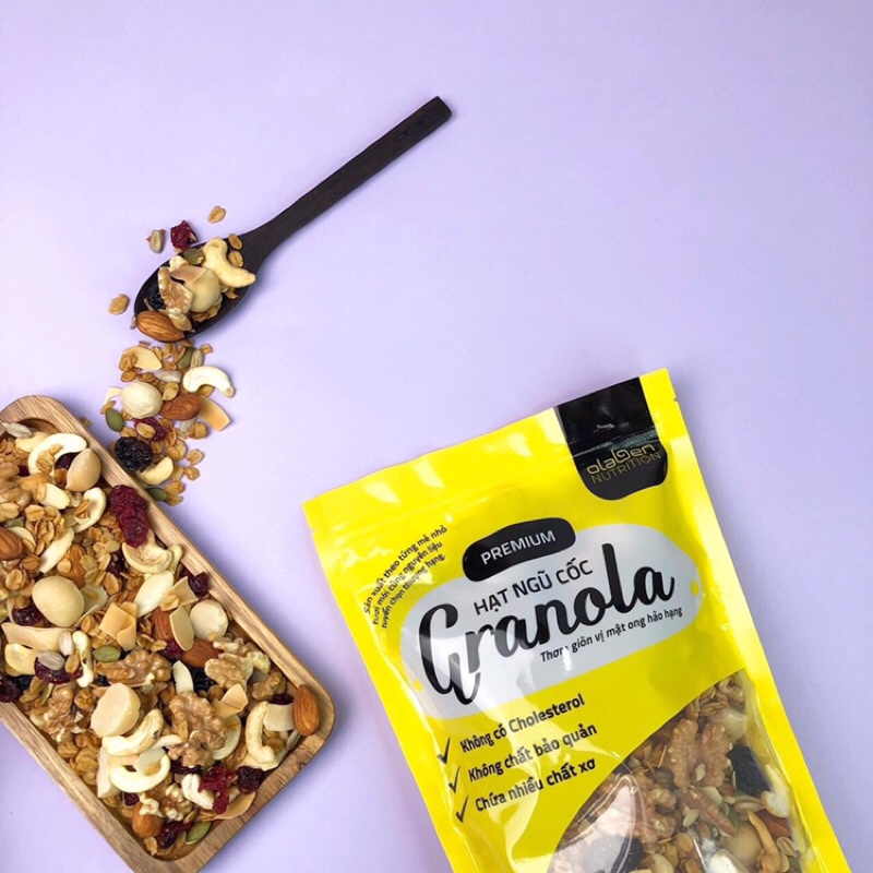 Olaben Nutrition Hạt Granola 500g Ngũ cốc giảm cân nướng Mật ong Vanila