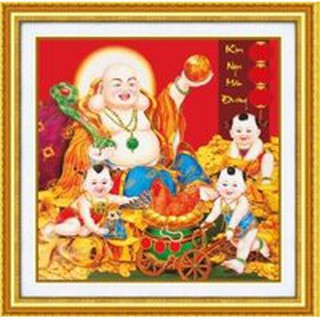 Tranh gắn đá toàn bộ -Phật Di Lặc