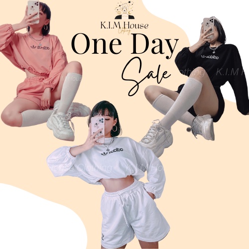 Set áo nỉ croptop Dài Tay + Quần đùi ống rộng Basic 3 màu đen, hồng style Hàn Quốc bánh bèo, cá tính cho nữ