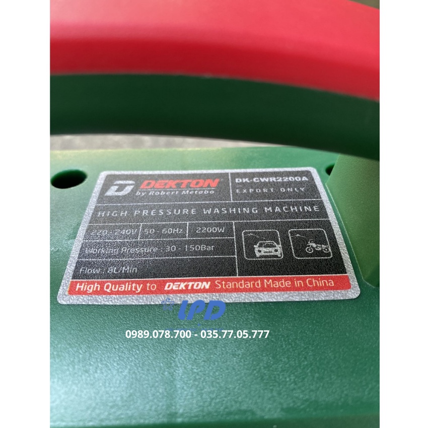 Máy xịt rửa xe chỉnh áp Dekton 2200W dây đồng thế hệ mới