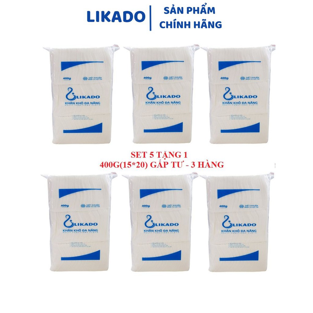 Khăn vải khô đa năng cho bé LIKADO 400G kích thước khăn (15*20cm)(mua 5 TẶNG 1)