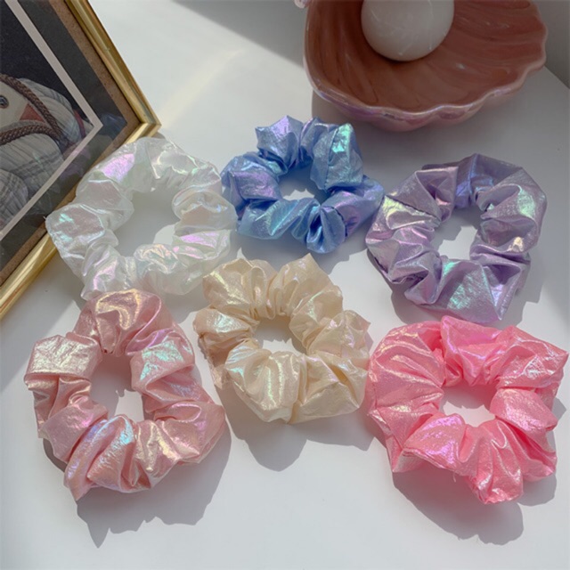 ✨Chun buộc tóc Scrunchie ánh bạc