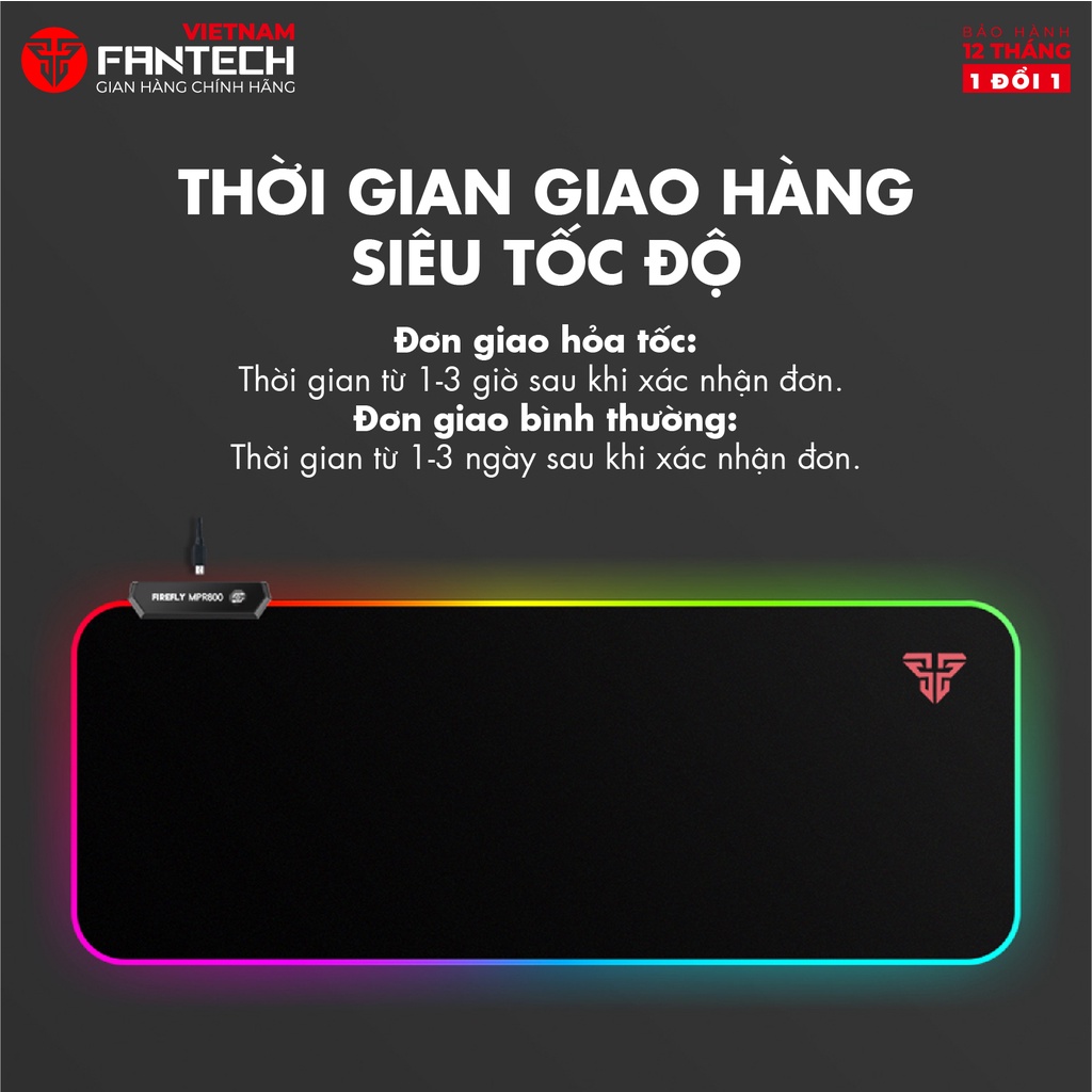 Miếng lót chuột Gaming FANTECH MPR800s Viền LED RGB 7 chế độ - Đế chống trượt - Hãng chính hãng Bảo hành 12 tháng