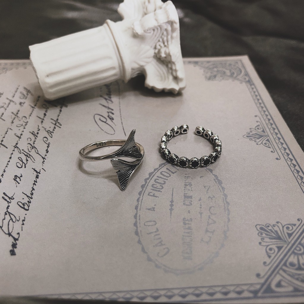 Nhẫn bạc SOFF CLUB S925 - Nhẫn đá tròn đen viền