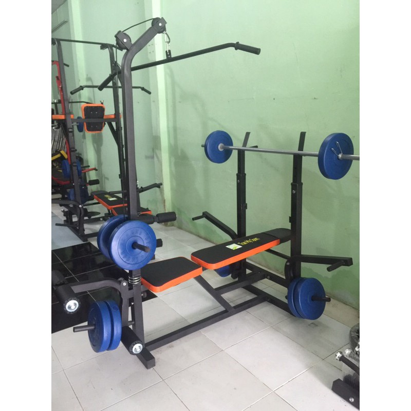 ghế tập tạ đa năng + 50kg tạ + đòn 1.5m, miễn phí ship tphcm