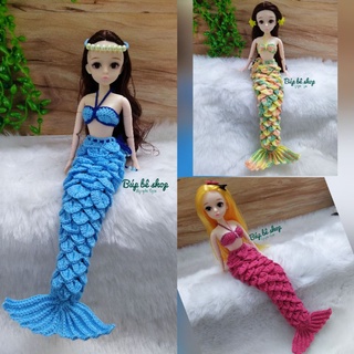 MAU10 - Váy nàng tiên cá cho búp bê barbie, búp bê 30cm móc bằng len