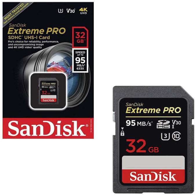 Thẻ Nhớ Sandisk 976 Sandisk Sdhc / Sdxc Extreme Pro 32gb V30 U3 4k (R Upto 95mb / S W 90mb / S)