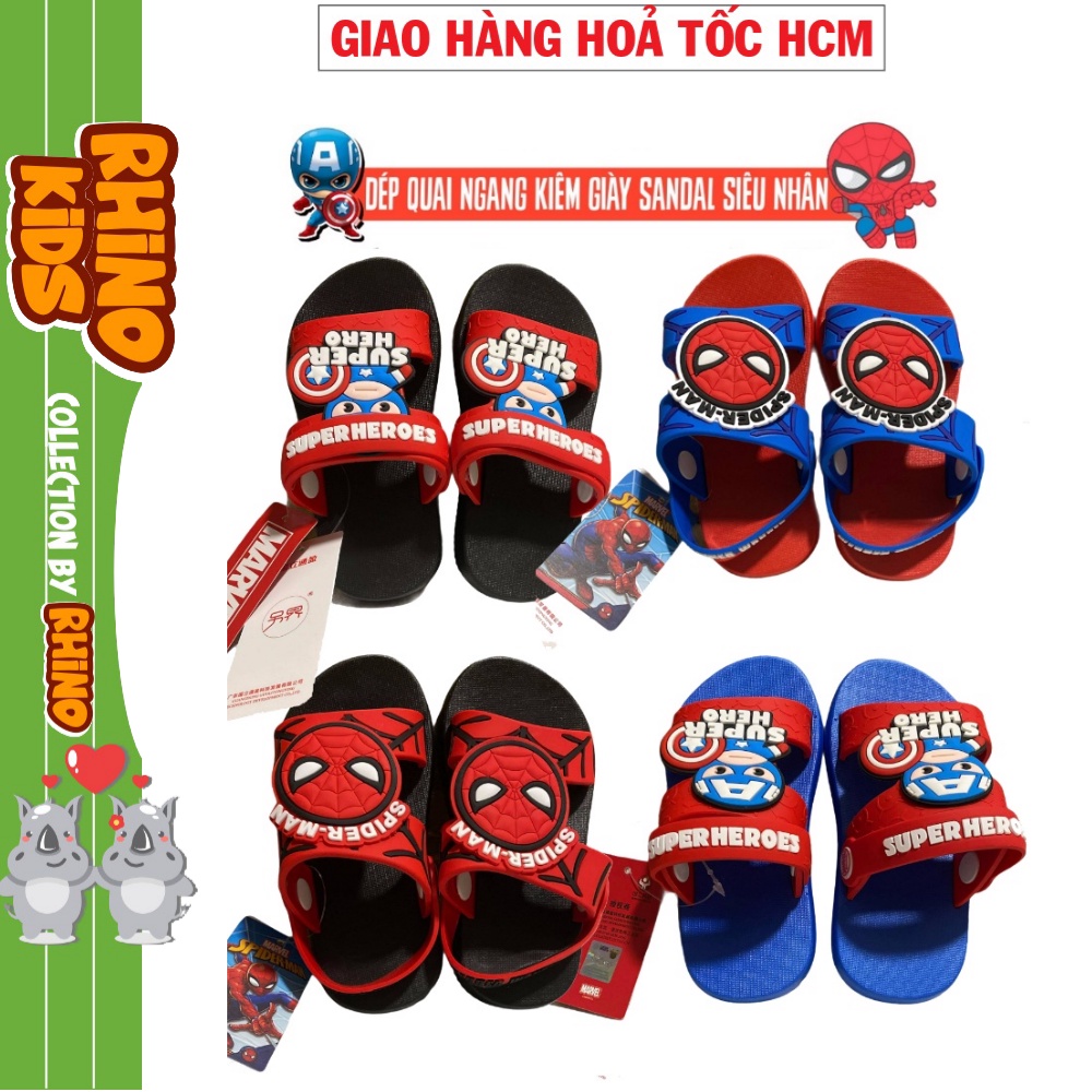 Dép quai ngang kiêm giày sandal 2in1 cho bé trai hình siêu nhân spider man chất liệu nhựa dẻo, êm ái cho bàn chân của bé