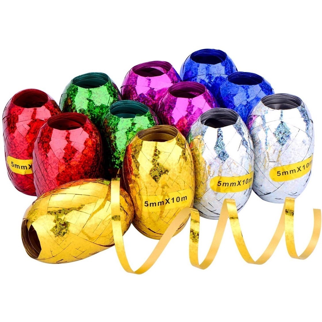 Set 6 cuộn dây ruy băng kim tuyến 10m * 0.5cm trang trí tiệc cưới