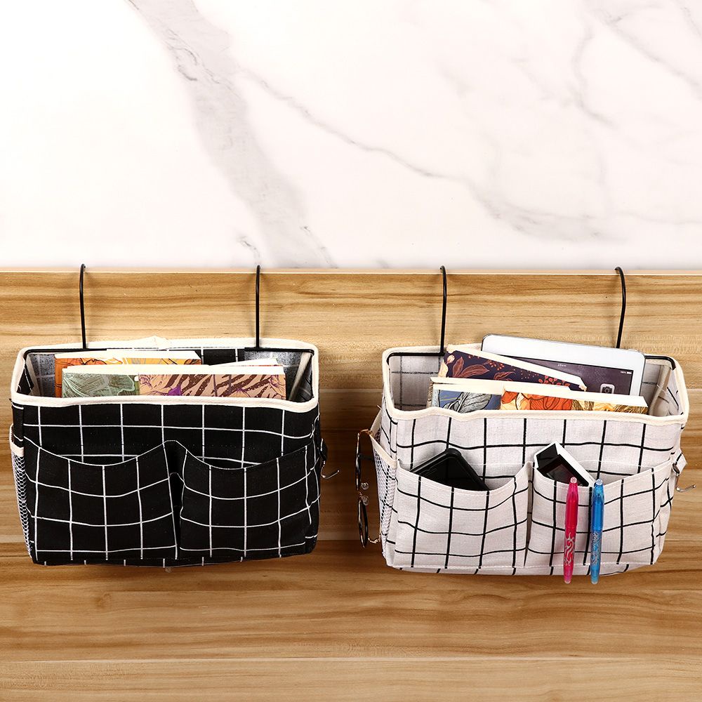CONOPERY Túi đựng đồ bằng vải canvas có móc treo bên cạnh giường ngủ