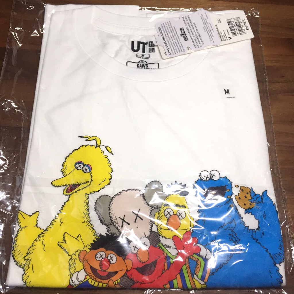 100% Cotton Wild Wild Frame Tide Brand Kaws Sesame Street ut khớp mùa xuân hè Cặp đôi Đầm nam và nữ với áo thun đoạn