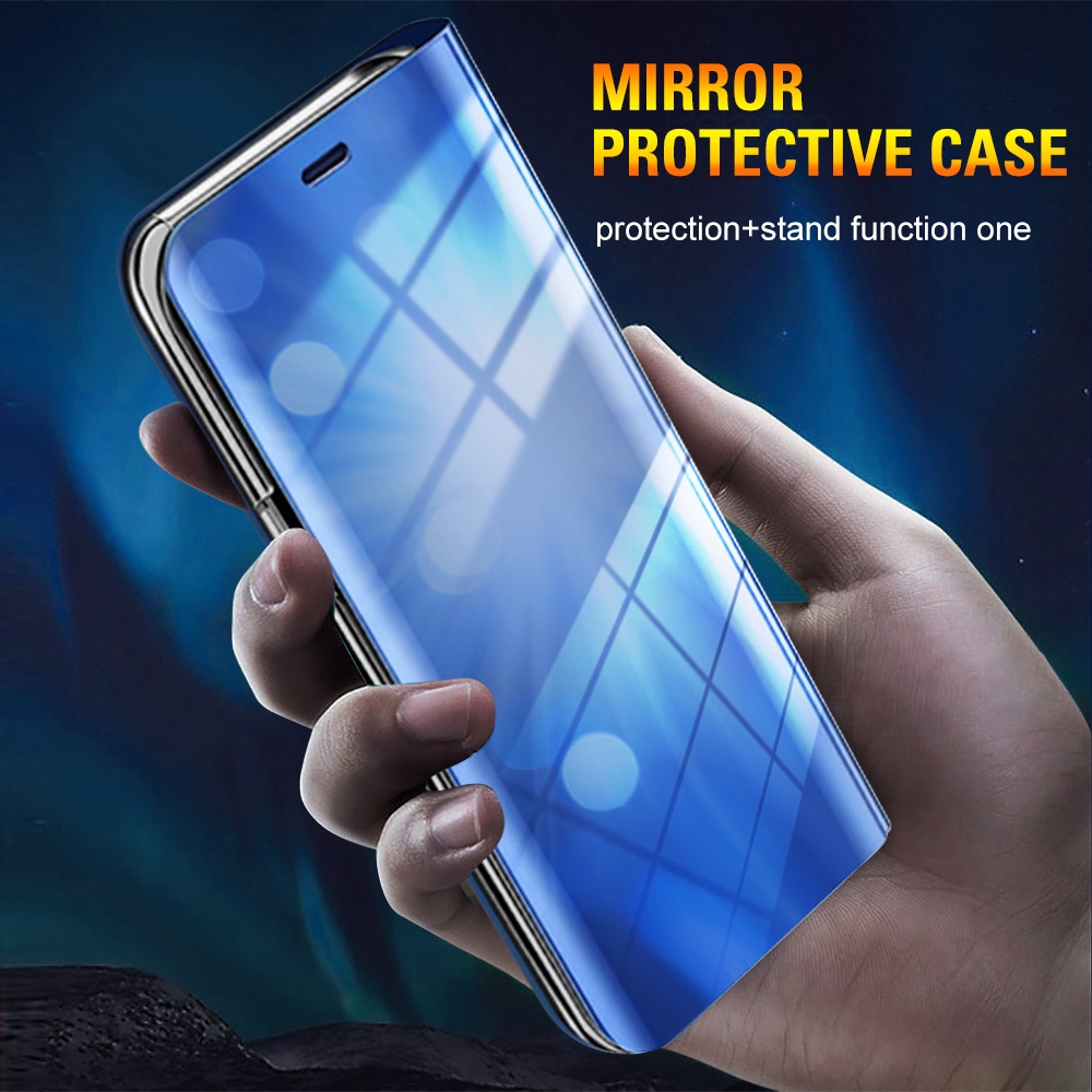 smart Mirror case for realme 7 case stand book flip cover for oppo realme 7 realme7 realmy real me 7 phone coque cases