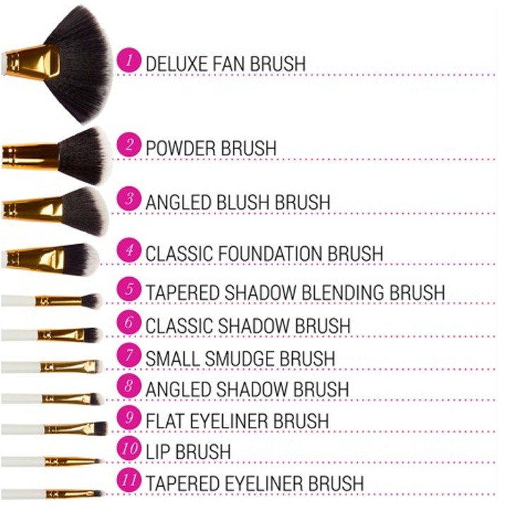 BH Dot Collection 11 Piece Brush Sets Pink