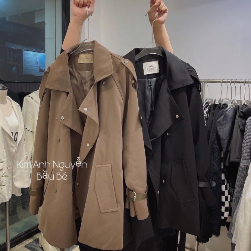 Áo măng tô hai lớp kèm đai