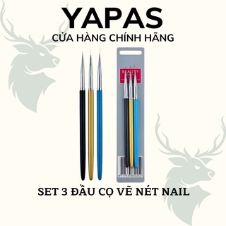 Bộ cọ vẽ nét nail beauty 3 đầu 6mm 8mm 11mm chính hãng, cọ râu vẽ móng ngắn dài khác nhau chuyên dụng vẽ nail