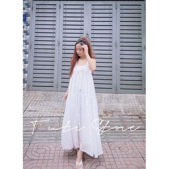 Đầm 2 dây cột nơ tiểu thư MOCHI DRESS