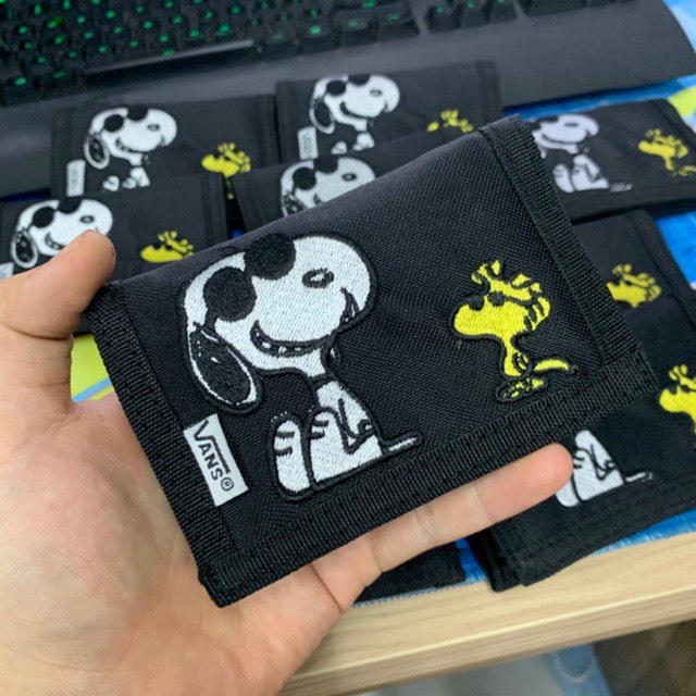 Ví vải Snoopy thời trang unisex nhiều ngăn vừa thẻ ATM có thể gấp gọn chống nước dễ thương QASA