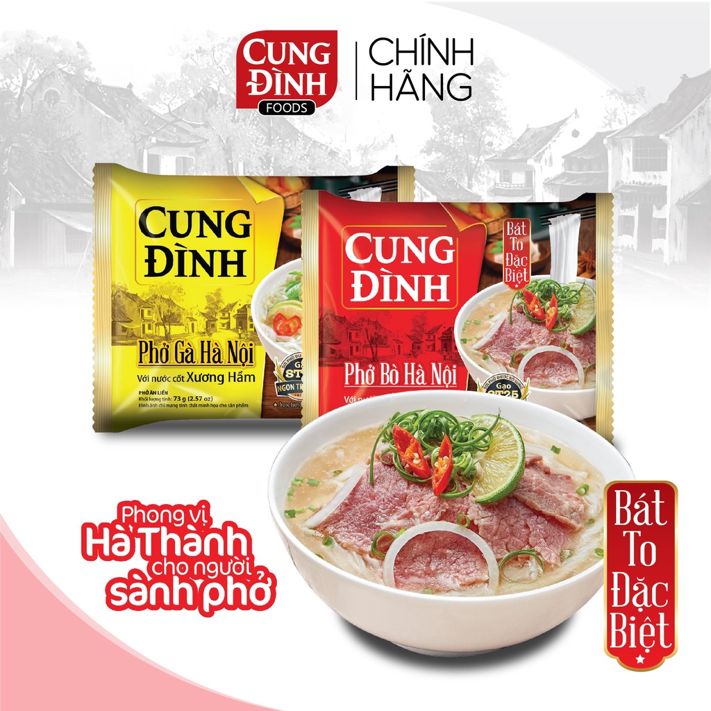 Phở Gà Hà Nội Cung Đình Gói 73gr, thùng 30 gói, thùng 30 gói