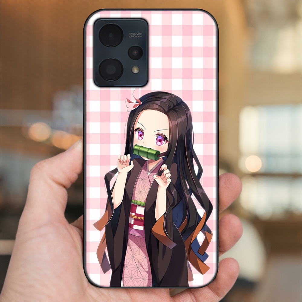 Ốp lưng Realme 9, 9 Pro, 9 Pro Plus viền đen in hình Nezuko Kimetsu no Yaiba