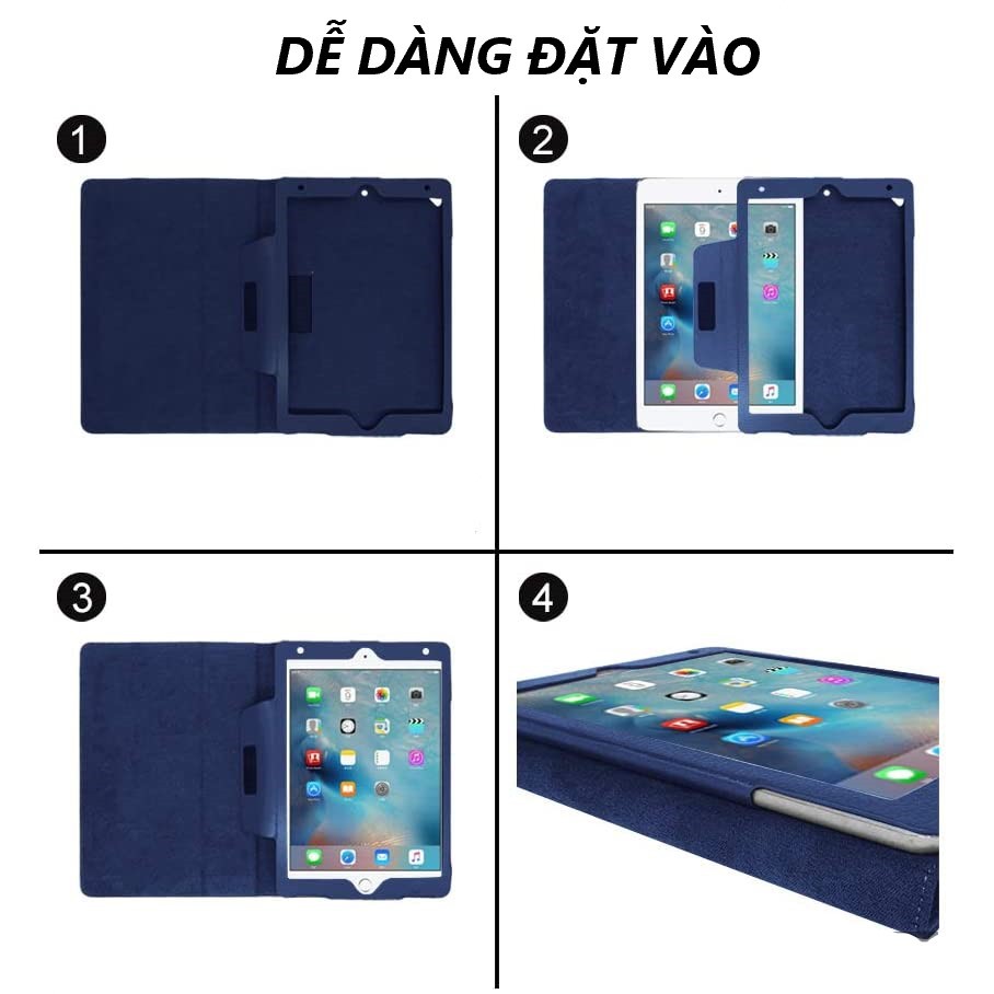 Bao da iPad Air 2 - Hai góc xoay - Tặng kèm bút cảm ứng - Màu xanh lam